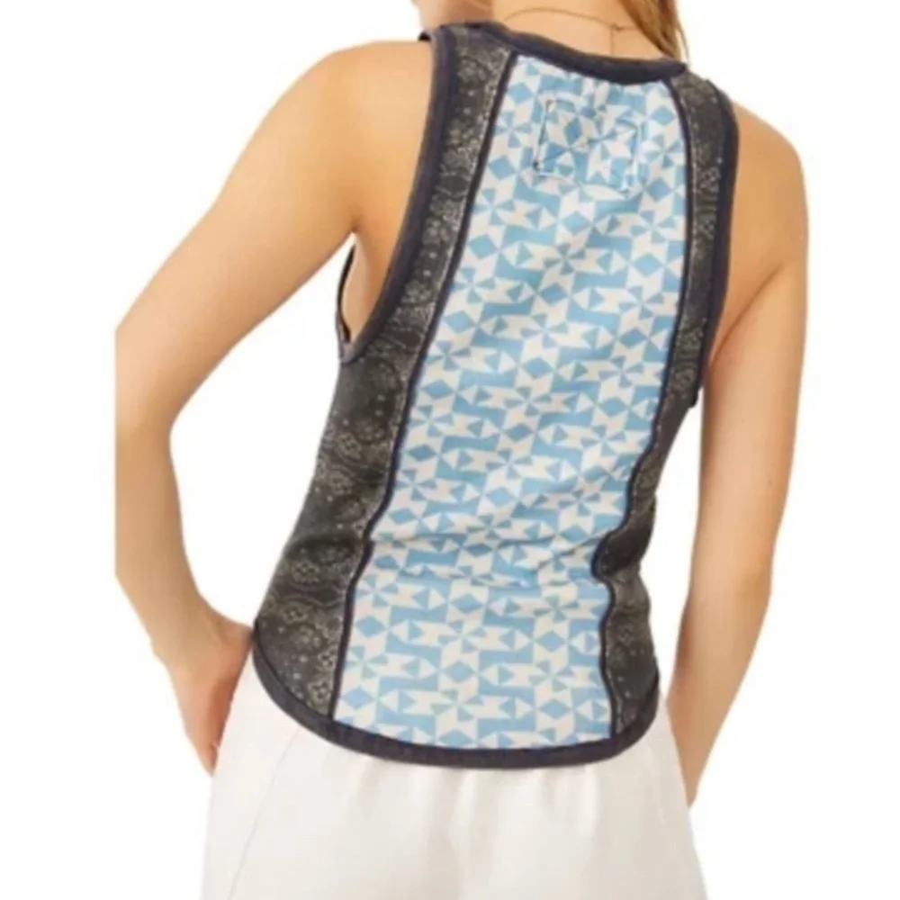 Free People shirt Too Hot To‎ Handle Retro Tank blue hues Small NWT